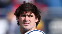 Daniel Jones looks on prior to the game vs the Chiefs on November 23, 2025 in Kansas City.