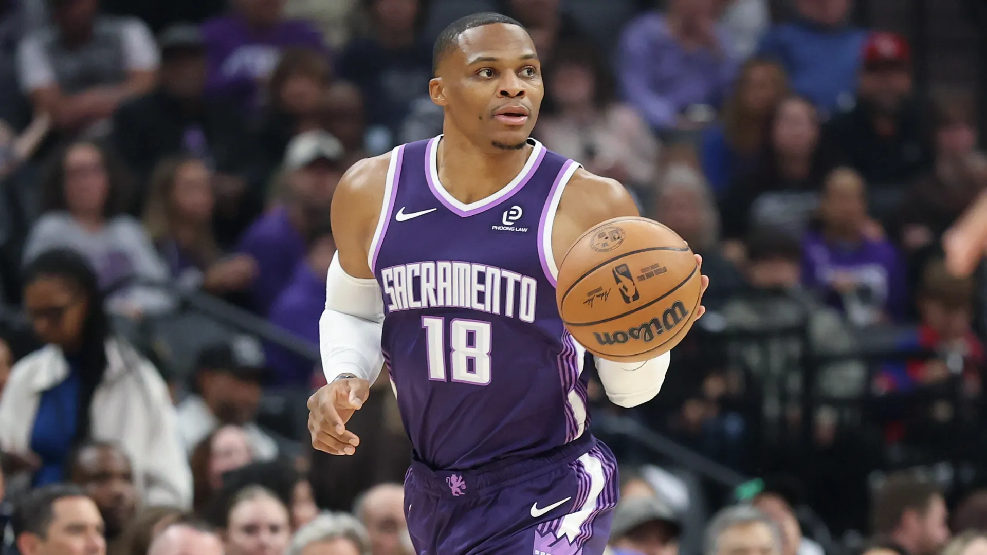 Russell Westbrook #18 of the Sacramento Kings in 2025 (Source: Ezra Shaw/Getty Images)