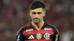 Giorgian de Arrascaeta of Flamengo celebrates after scoring the team's first goal.