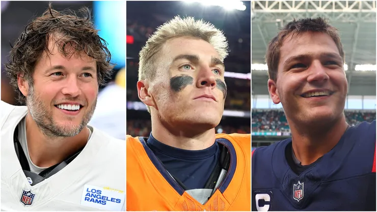 Matthew Stafford (left), Bo Nix (middle), and Drake Maye (right)