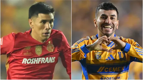 Nicolas Castro of Toluca and Angel Correa of Tigres.