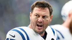 Philip Rivers celebrates his touchdown pass on December 14, 2025 in Seattle.