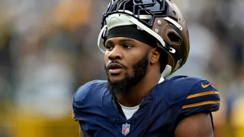 Micah Parsons #1 looks on in the game at Lambeau Field.