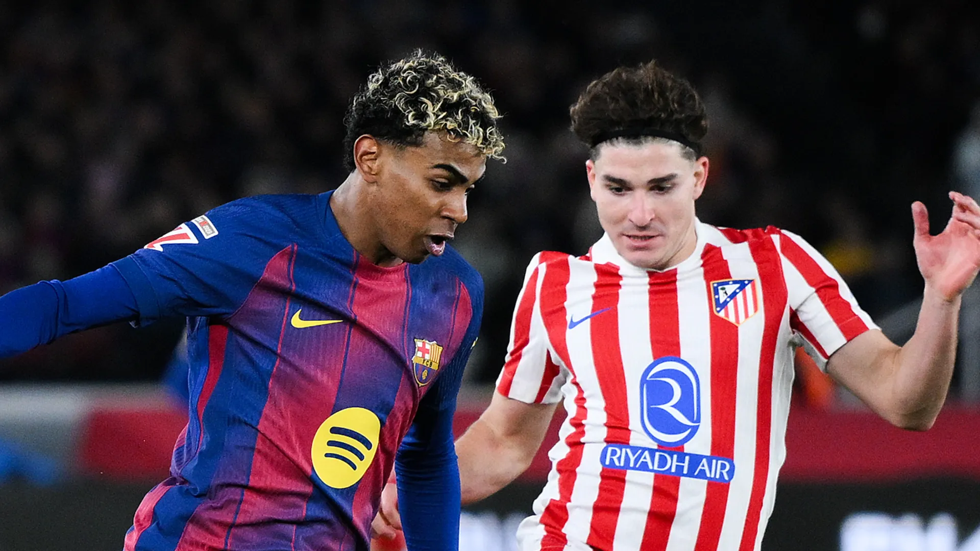 Lamine Yamal of FC Barcelona and Julian Alvarez of Atletico Madrid.