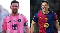 Lionel Messi left Robert Lewandowski right.