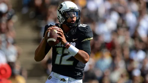 Quarterback Steven Montez #12 of the Colorado Buffaloes in 2016.