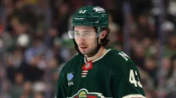 Quinn Hughes at Grand Casino Arena in St Paul, Minnesota.