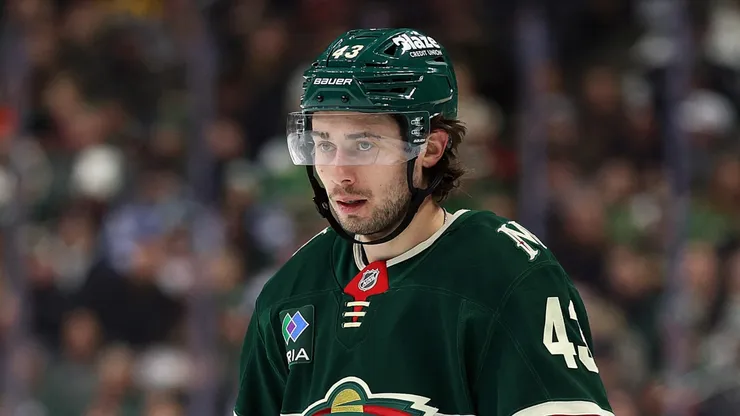 Quinn Hughes at Grand Casino Arena in St Paul, Minnesota.