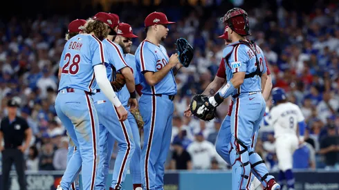 Philadelphia Phillies' players on the mound.