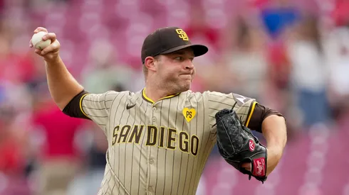Michael King pitches in the first inning vs the Reds on May 22, 2024 in Cincinnati.