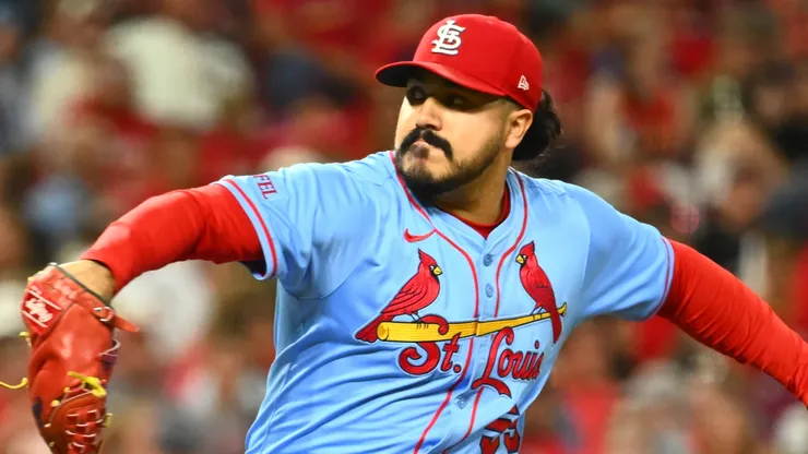 JoJo Romero #59 of the St. Louis Cardinals pitches against the Cincinnati Reds.