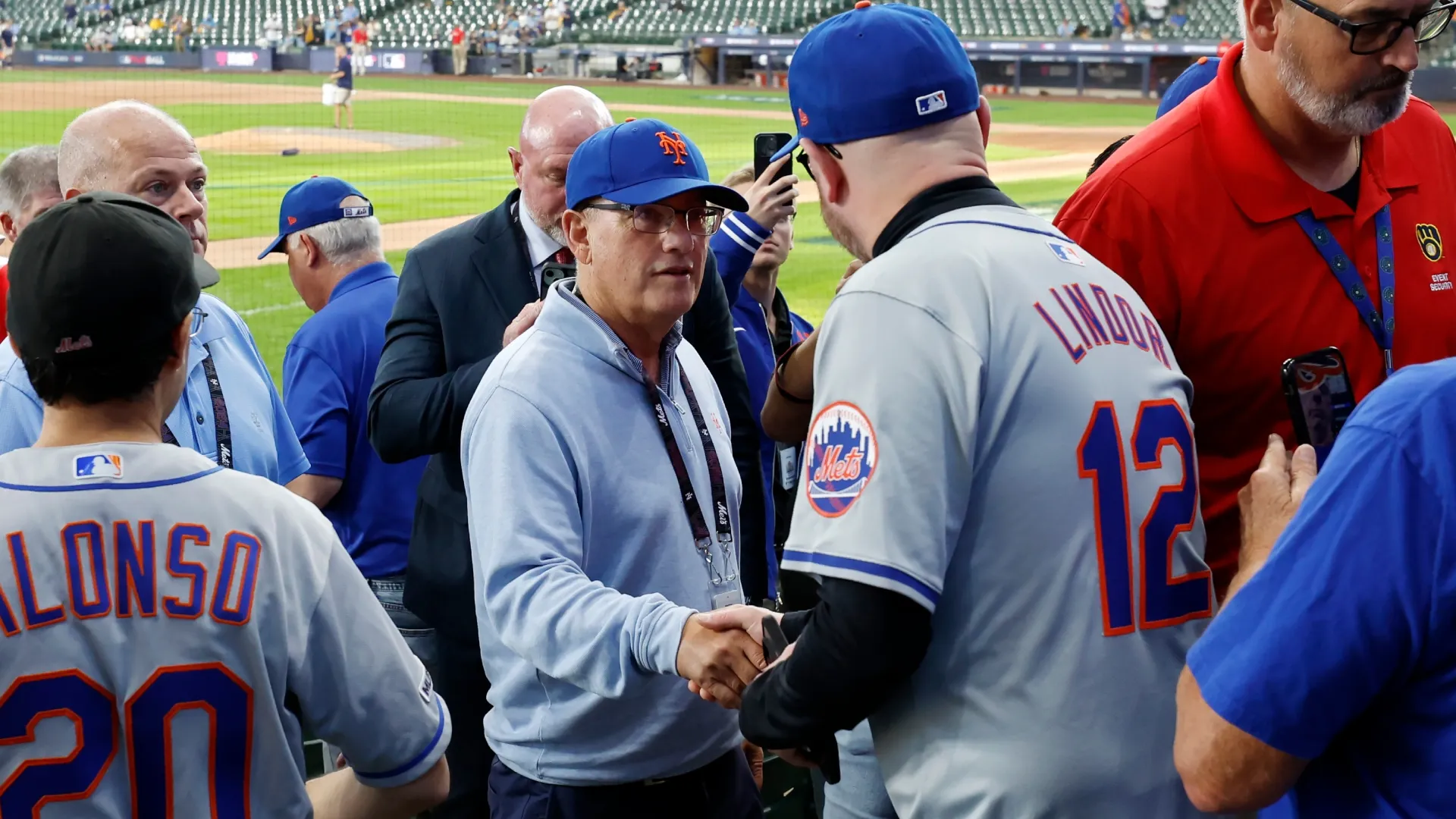 New York Mets owner Steve Cohen greets fans. John Fisher/Getty Images