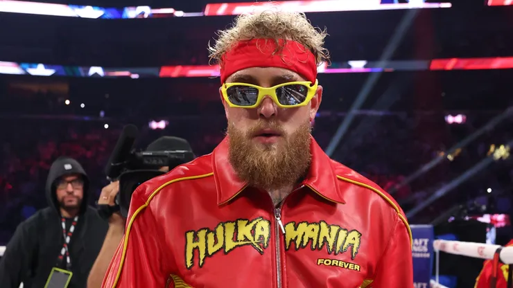 Jake Paul reacts before the heavyweight bout.