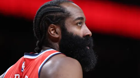 James Harden #1 of the LA Clippers looks on.