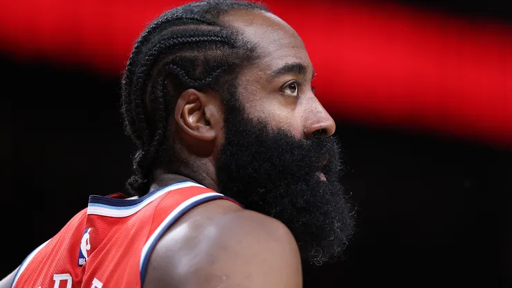 James Harden #1 of the LA Clippers looks on.