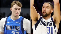 Cooper Flagg and Klay Thompson of the Dallas Mavericks.