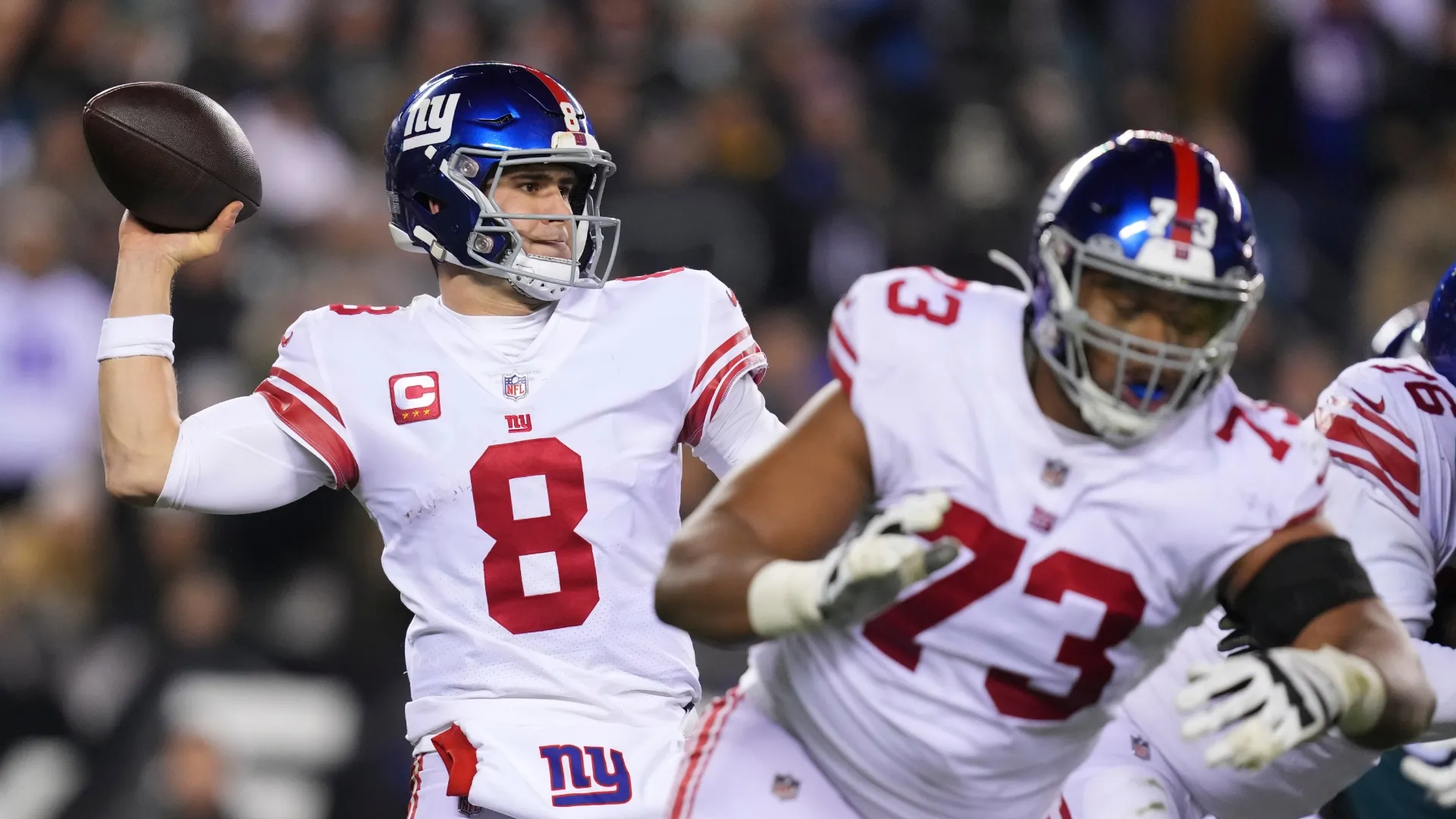 Daniel Jones #8 of the New York Giants in 2023 (Source: Mitchell Leff/Getty Images)