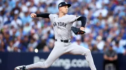 Luke Weaver #30 of the New York Yankees pitches.