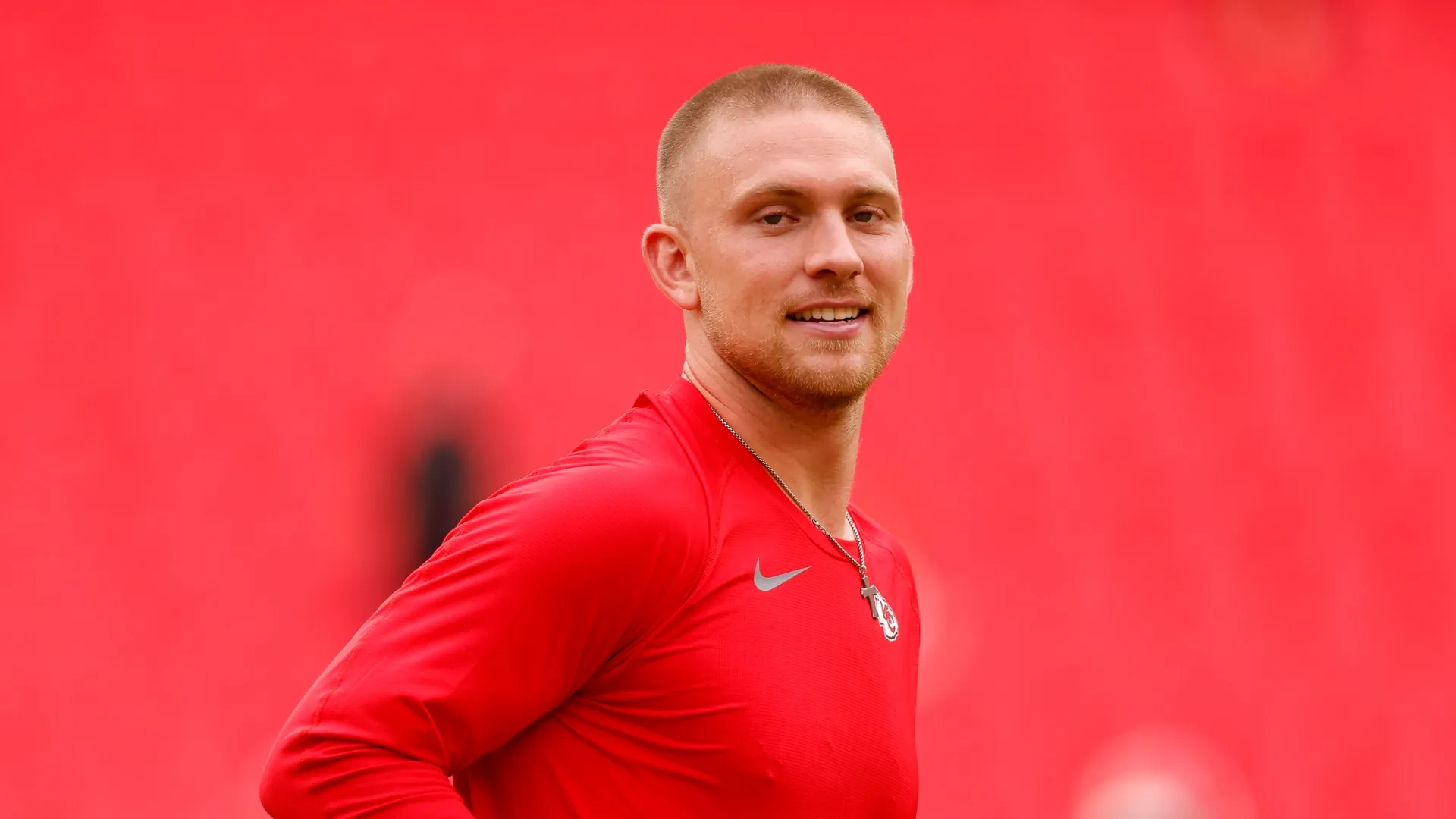 Shane Buechele warming up before a Chiefs preseason game.