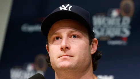 Gerrit Cole at Dodger Stadium in Los Angeles, California.