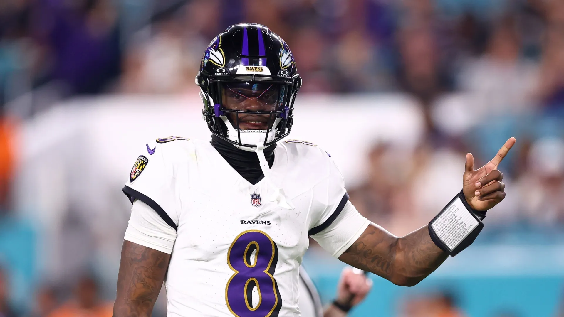 Lamar Jackson against the Miami Dolphins at Hard Rock Stadium