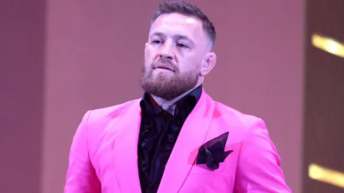 Conor McGregor speaks onstage during the 2021 MTV Video Music Awards.