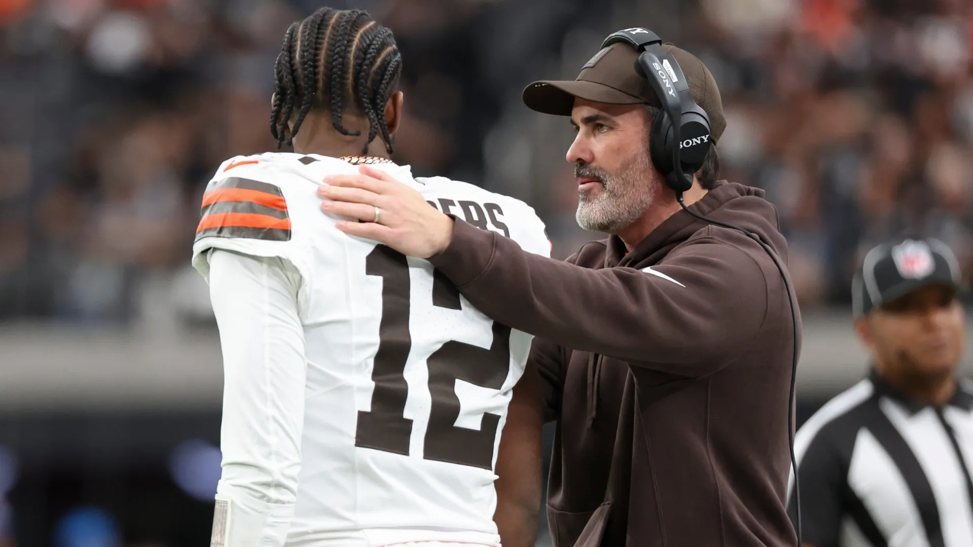 Kevin Stefanski with Shedeur Sanders
