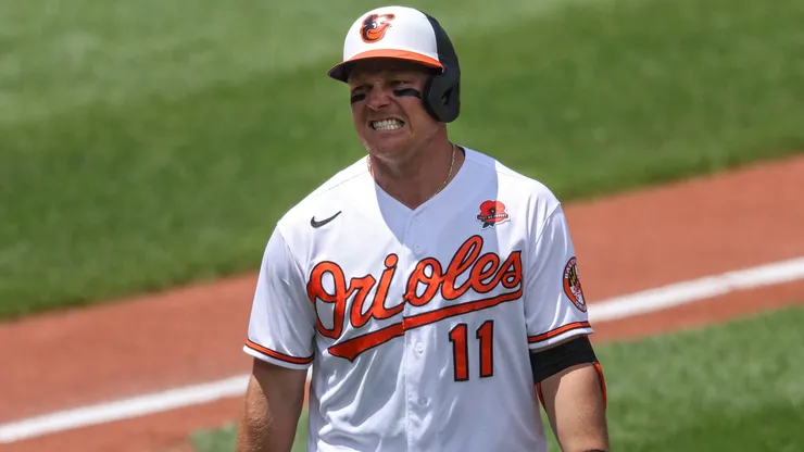 Pat Valaika #11 of the Baltimore Orioles in 2021.
