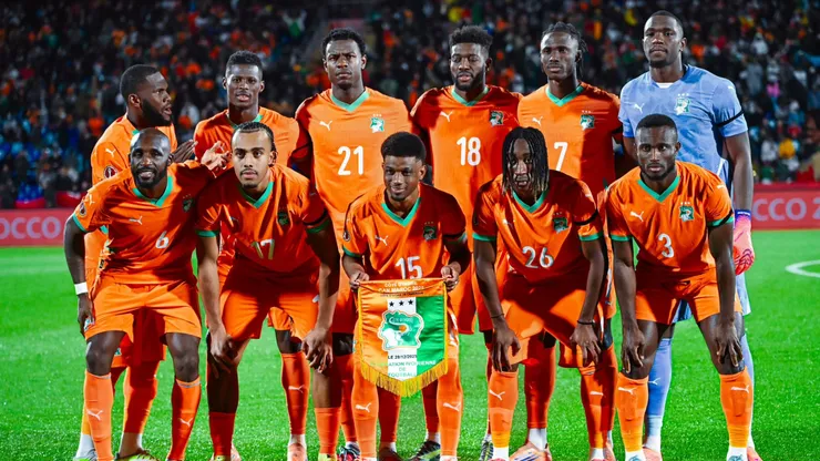 Ivory Coast national team prior to the game against Cameroon.