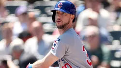 Kyle Tucker #30 with the Cubs bats against the Giants.