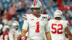 Justin Fields #1 of the Ohio State Buckeyes in 2021.