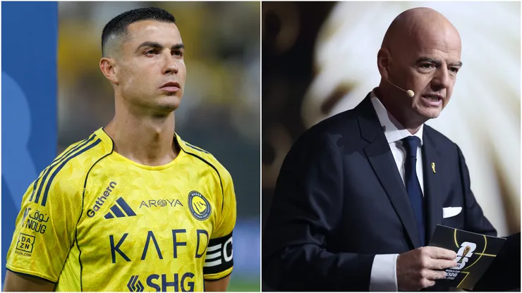Cristiano Ronaldo of Al Nassr and FIFA president Gianni Infantino.