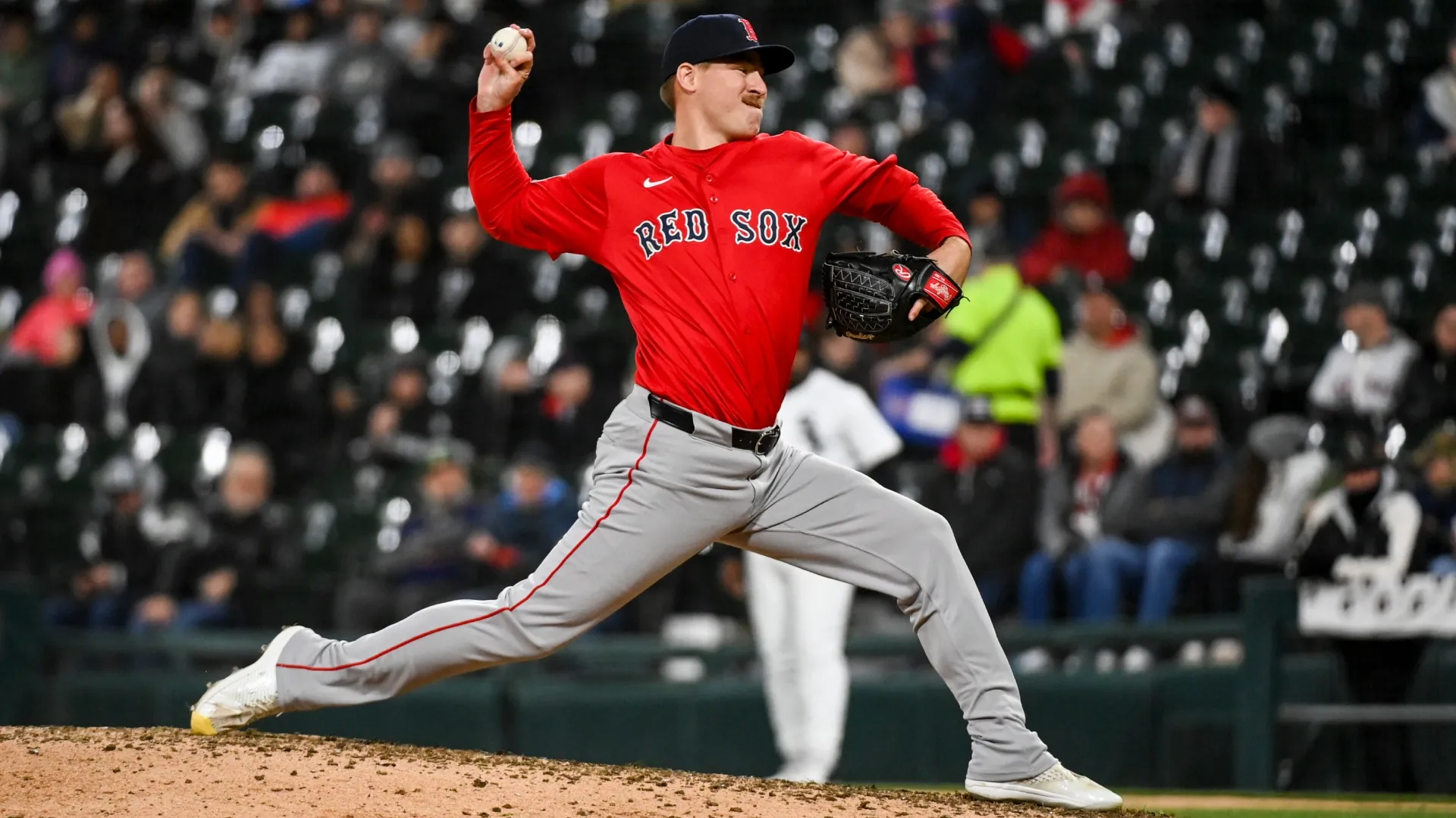 Josh Winckowski #25 with the Red Sox pitches the ball. Abigail Dean/Getty Images