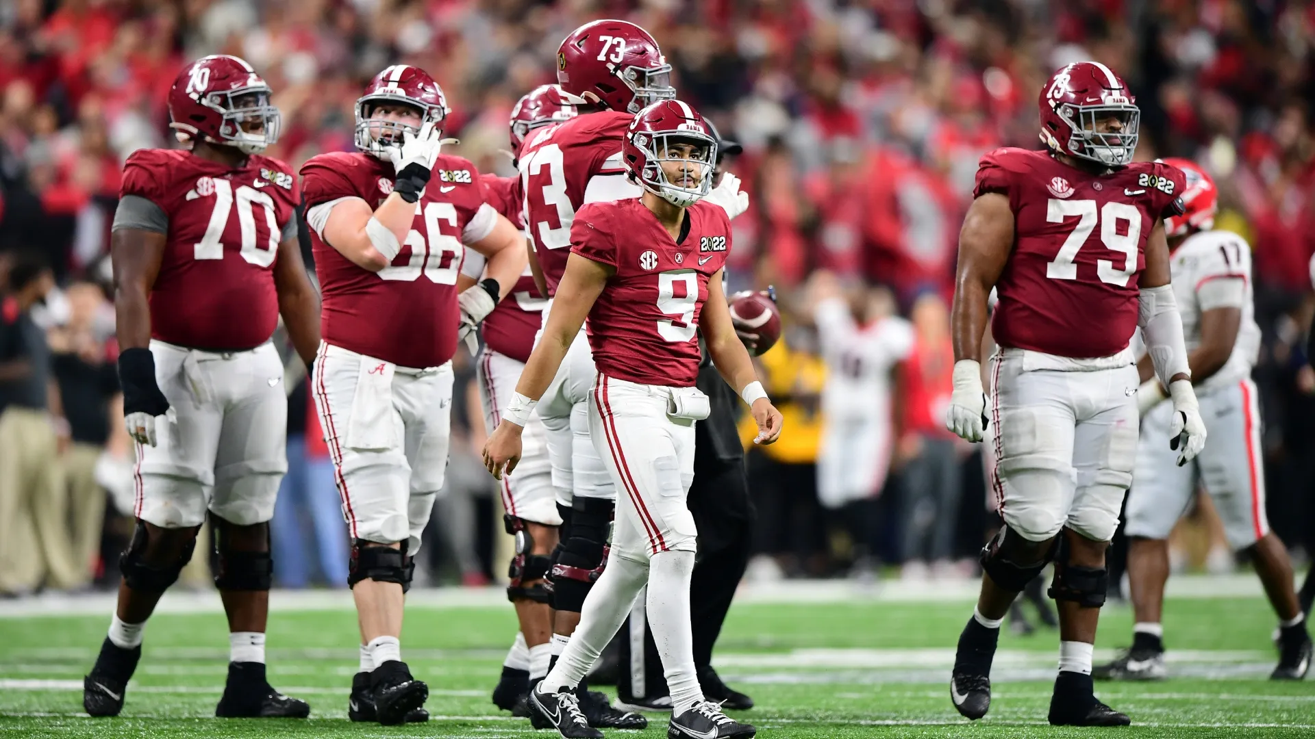 The Alabama Crimson Tide team in 2022 (Source: Emilee Chinn/Getty Images)