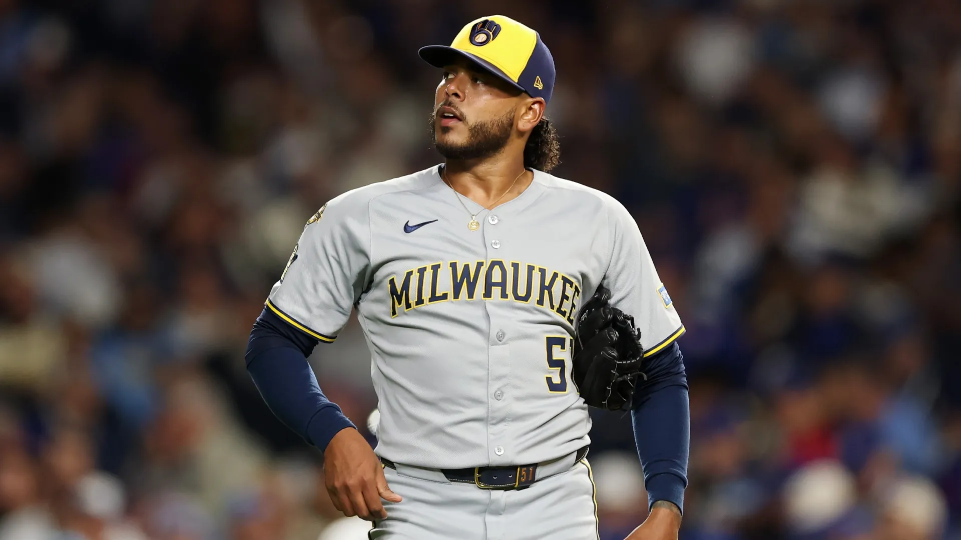 Freddy Peralta #51 of the Milwaukee Brewers