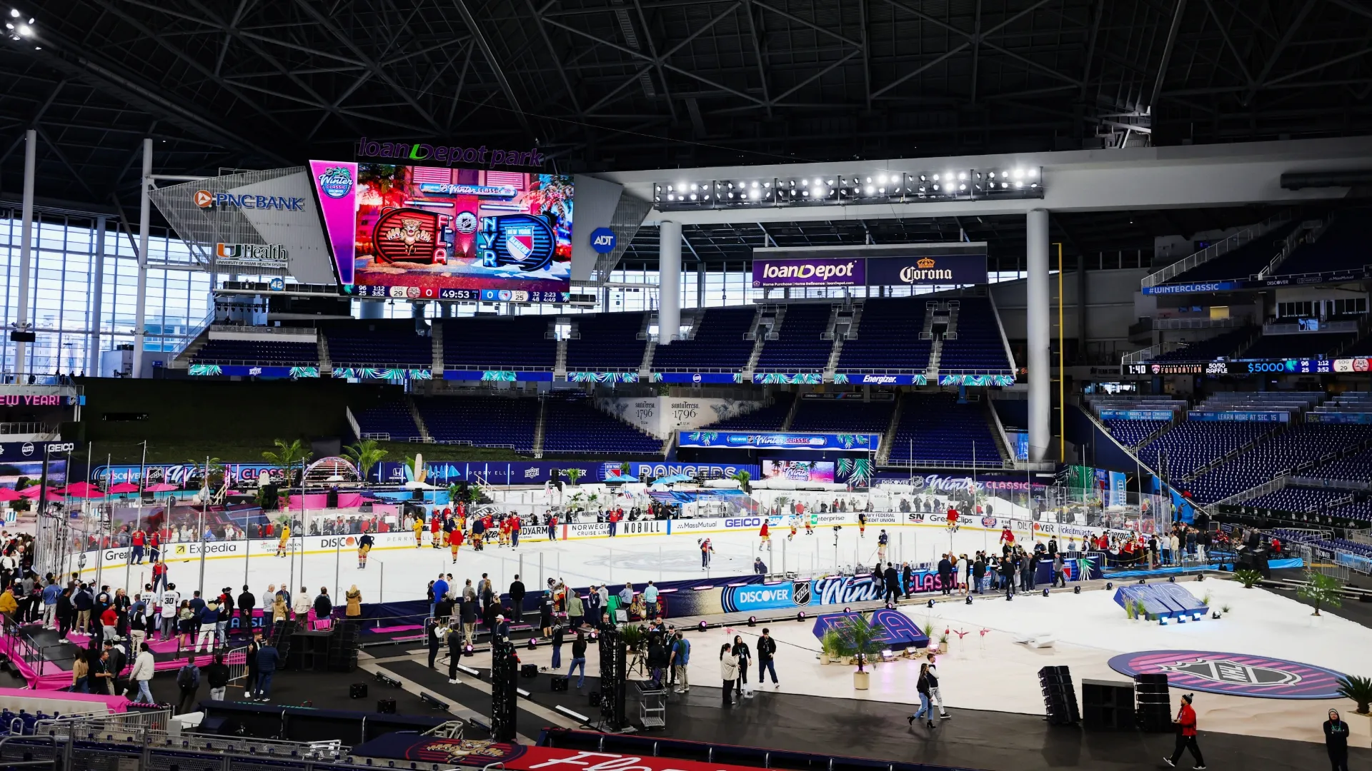 General view around LoanDepot park prior to the 2026 Discover NHL Winter Classic. (Source: Carmen Mandato/Getty Images)