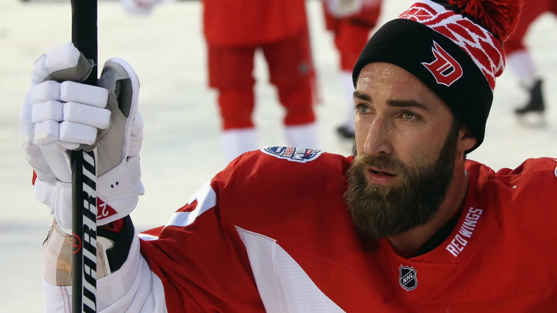 Kyle Quincey of the Red Wings during the 2016 Coors Light Stadium Series game (Source: Doug Pensinger/Getty Images)