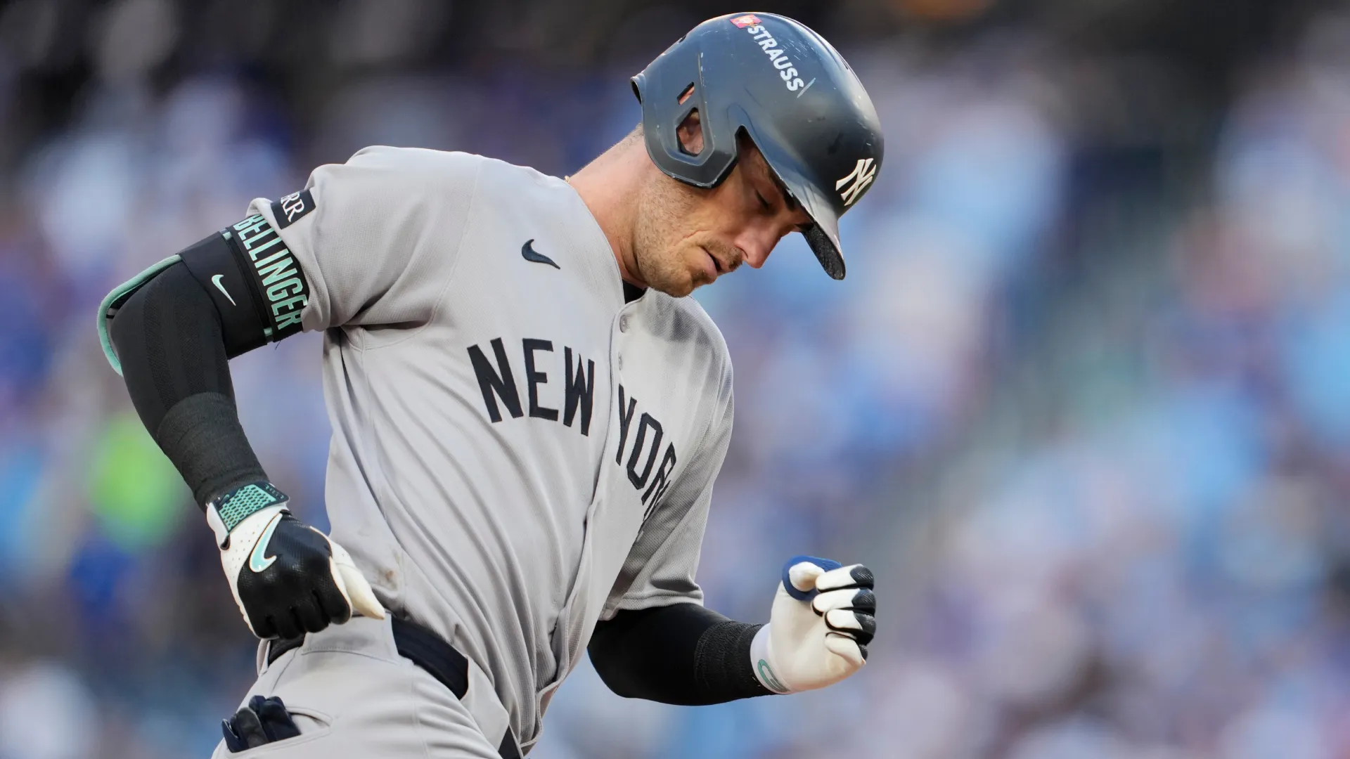 Cody Bellinger #35 of the New York Yankees celebrates after a two run home run. (Getty Images)