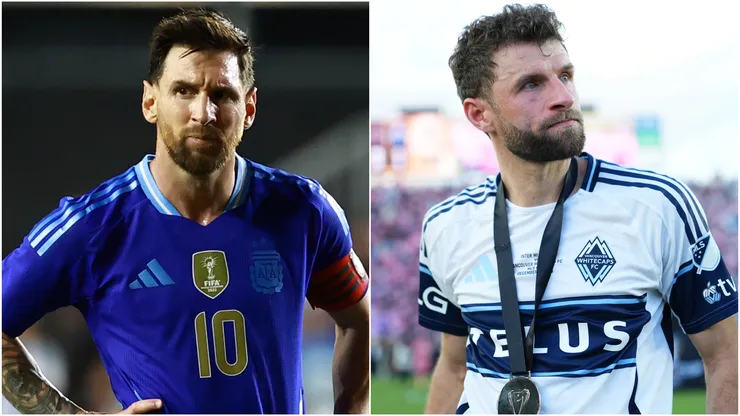 Lionel Messi with Argentina and Thomas Muller with Vancouver Whitecaps.