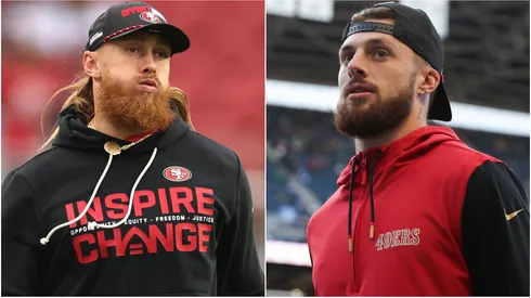 George Kittle left Ricky Pearsall right.