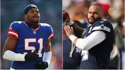 New York Giants' Abdul Carter and Dallas Cowboys' Dak Prescott.