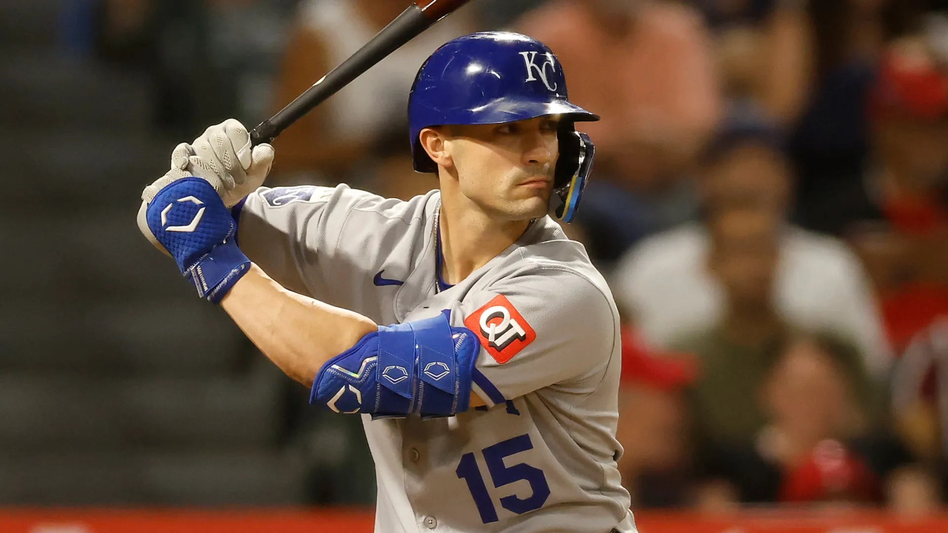 Randal Grichuk looks on
