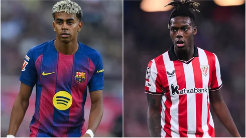 Lamine Yamal of Barcelona and Nico Williams of Athletic Club.