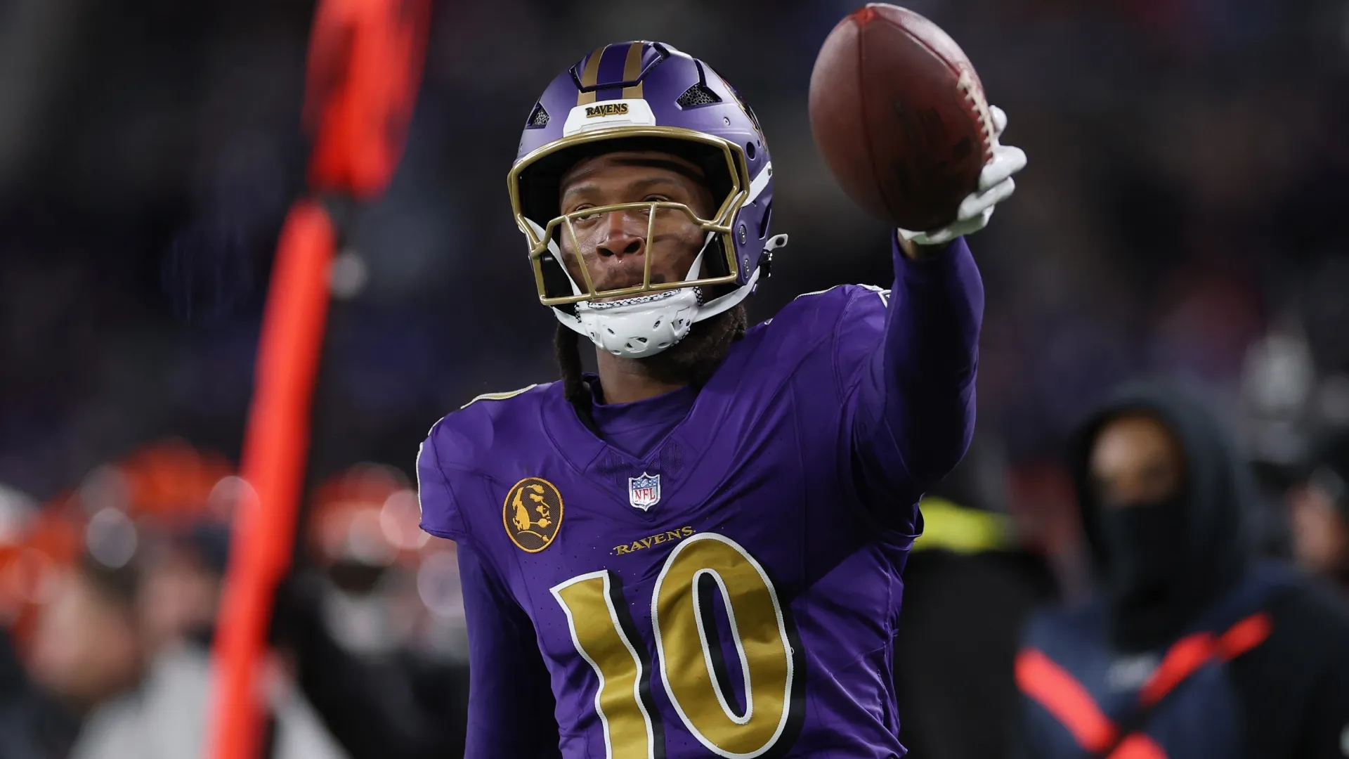 Deandre Hopkins #10 of the Baltimore Ravens in 2025 (Source: Patrick Smith/Getty Images)