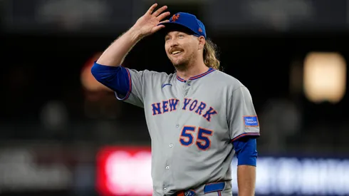 Ryne Stanek #55 of the New York Mets celebrates.