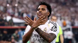 Rodrygo celebrates a goal for Real Madrid.