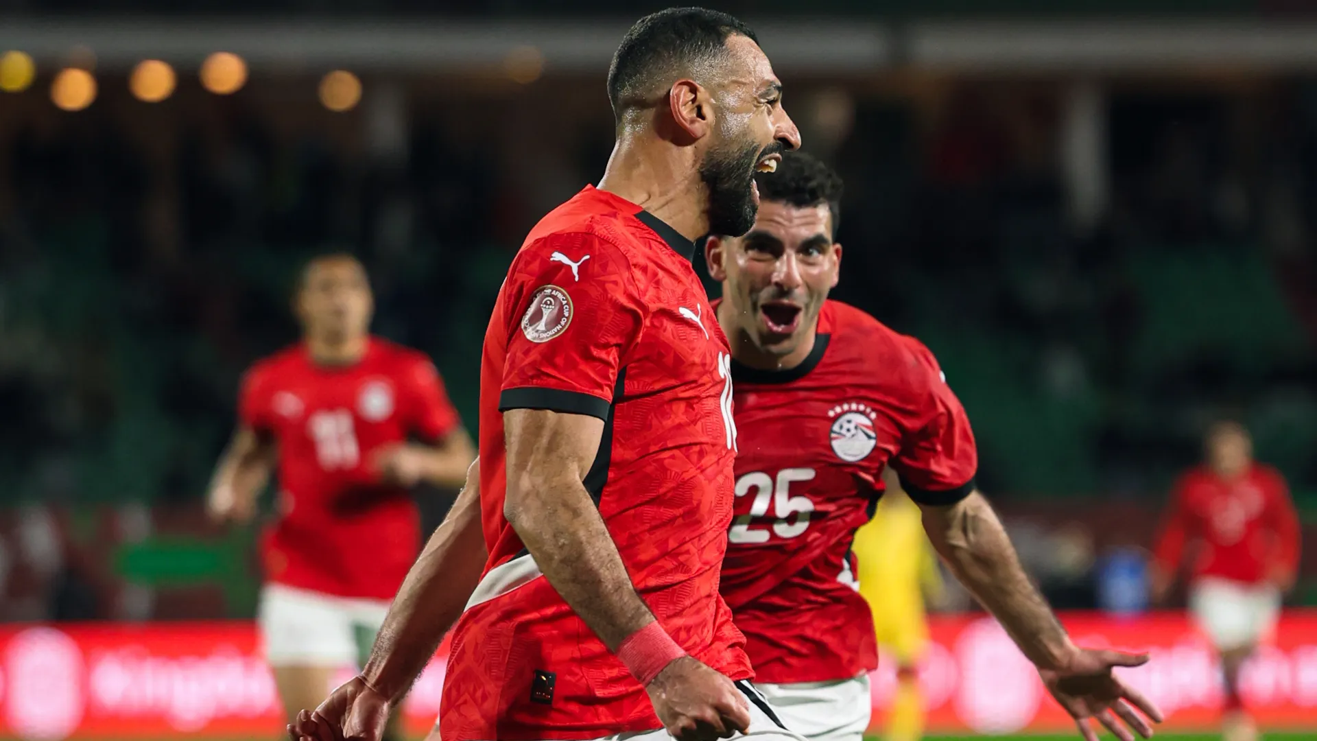 Mohamed Salah celebrates his goal vs Benin. (@EgyptNT_EN)