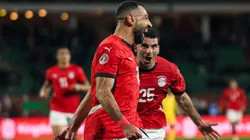 Mohamed Salah celebrates a goal for Egpyt.