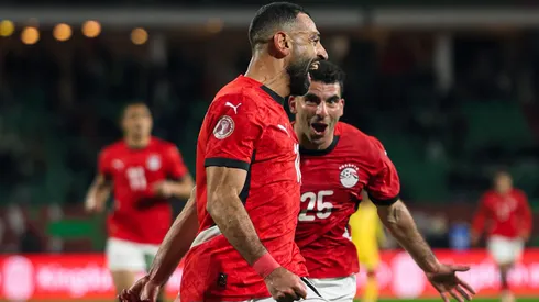 Mohamed Salah celebrates a goal for Egpyt.