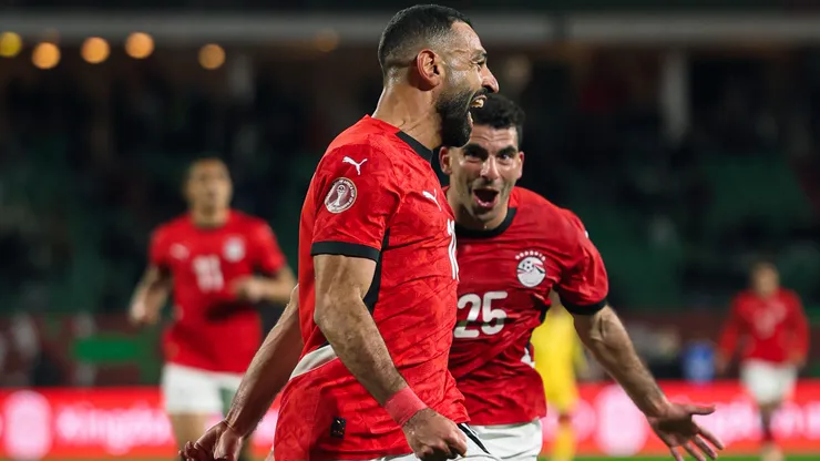 Mohamed Salah celebrates a goal for Egpyt.